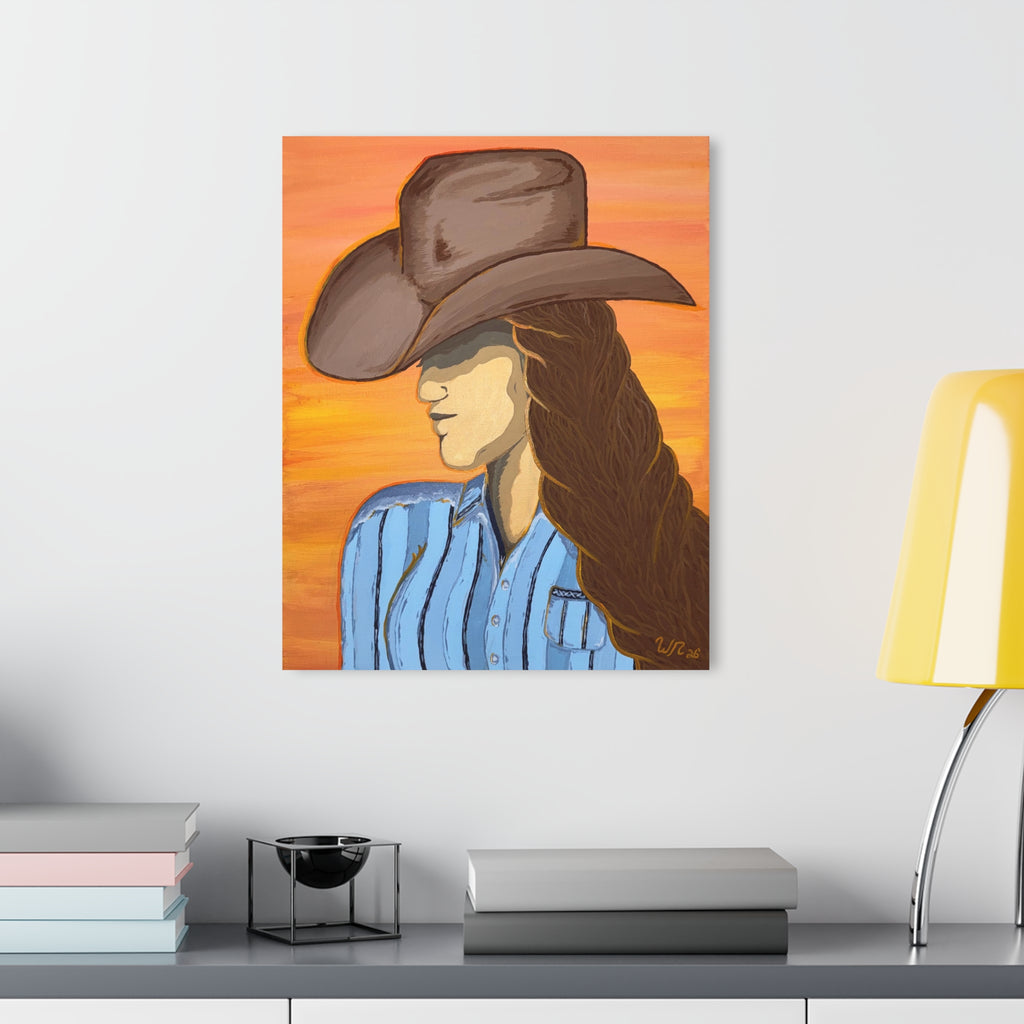 Western Cowgirl Sunset - Acrylic Art Print