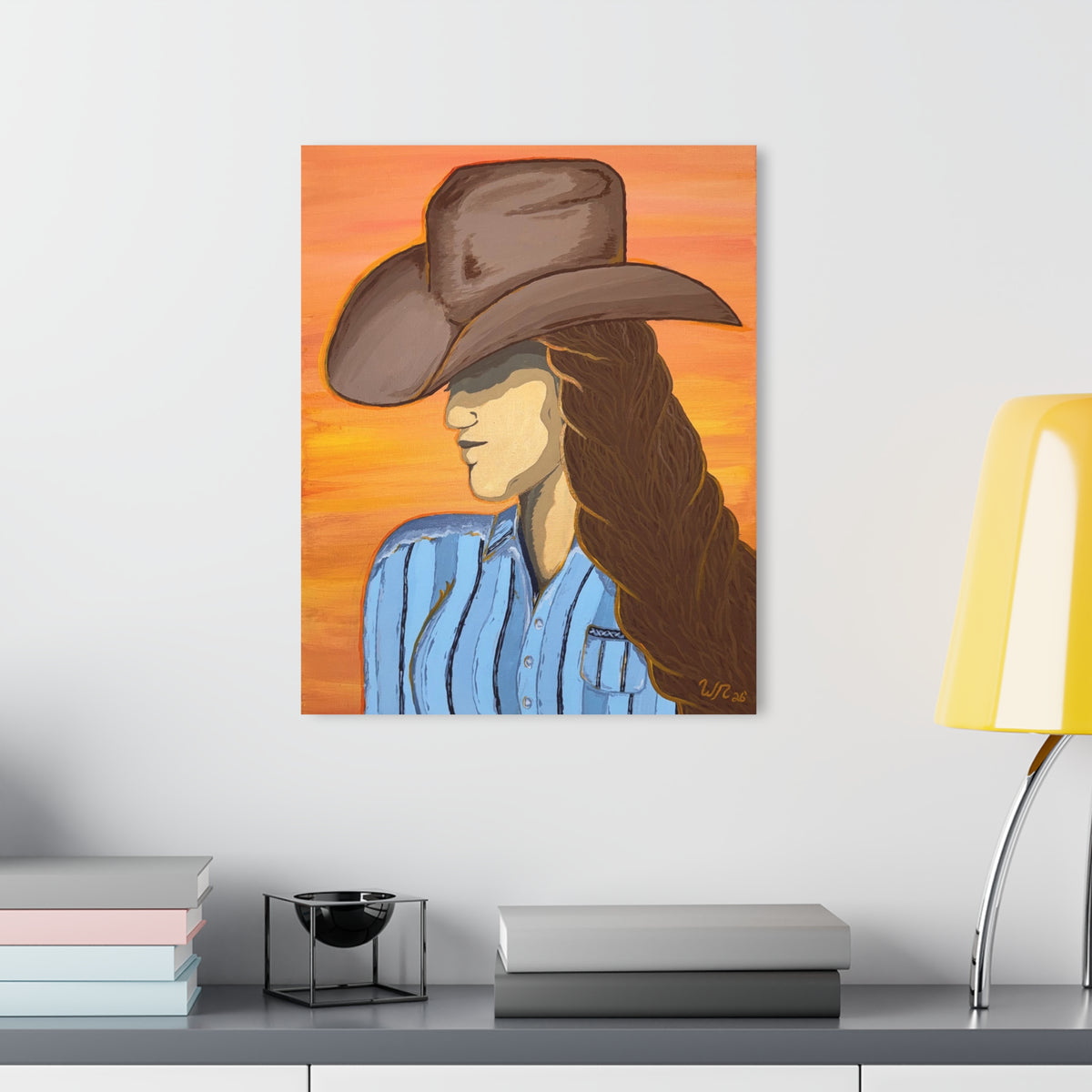 Western Cowgirl Sunset - Acrylic Art Print