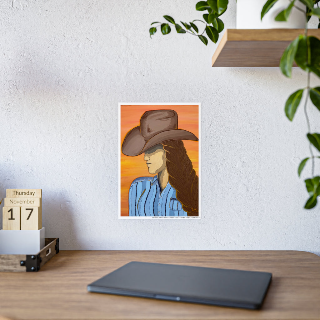 Western Cowgirl Sunset - Gloss Art Print