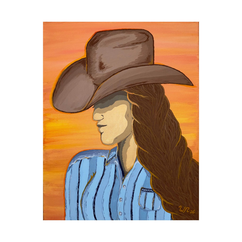Western Cowgirl Sunset - Matte Art Print