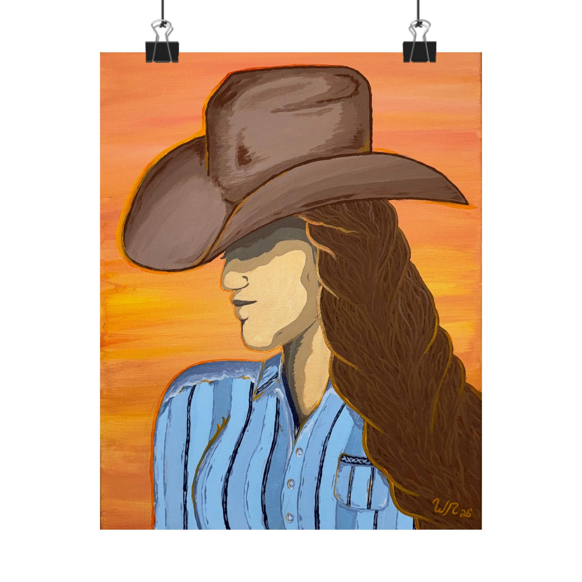 Western Cowgirl Sunset - Matte Art Print
