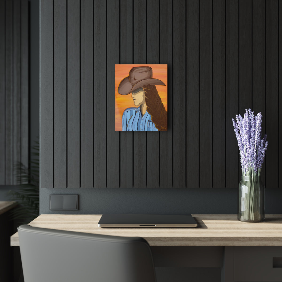 Western Cowgirl Sunset - Acrylic Art Print