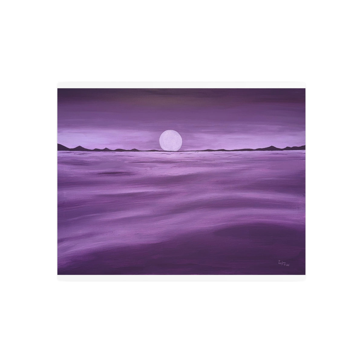 Purple Ocean Eclipse Metal Art Sign