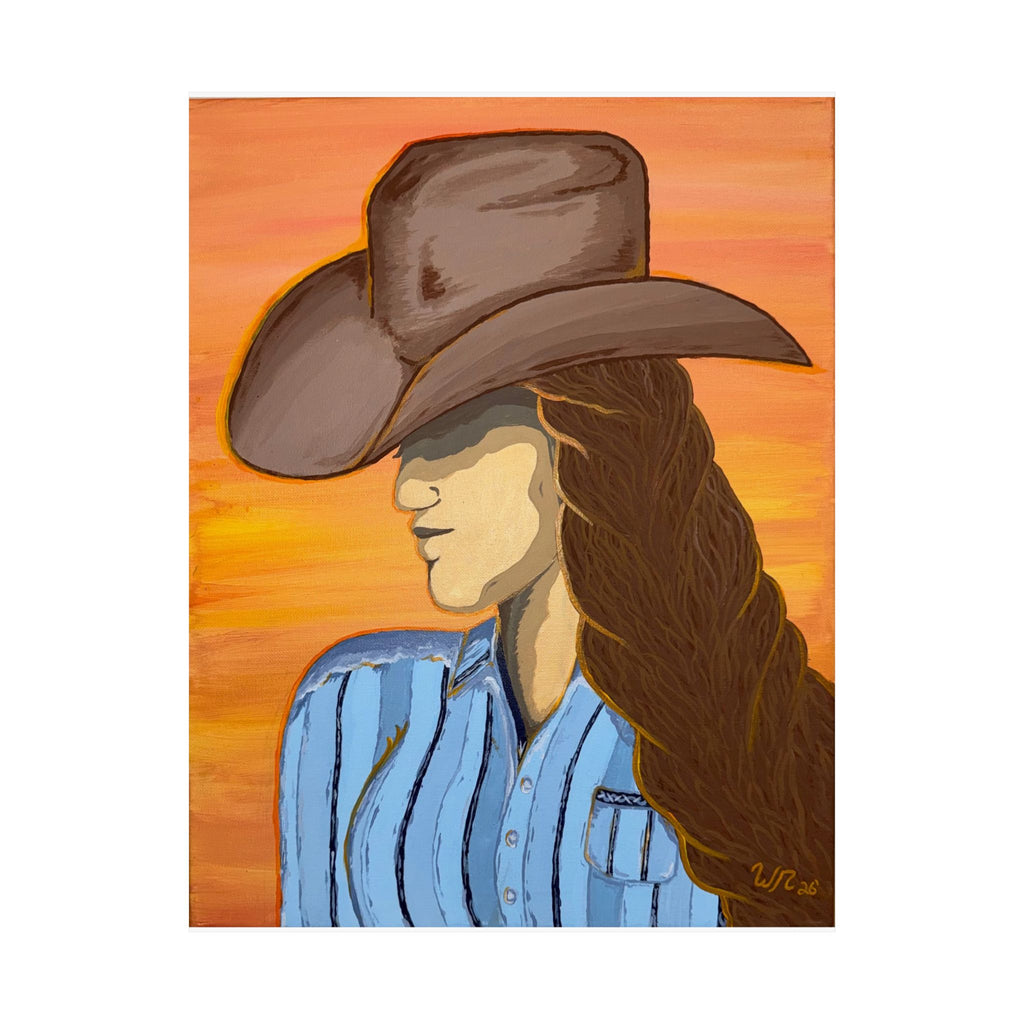 Western Cowgirl Sunset - Matte Art Print