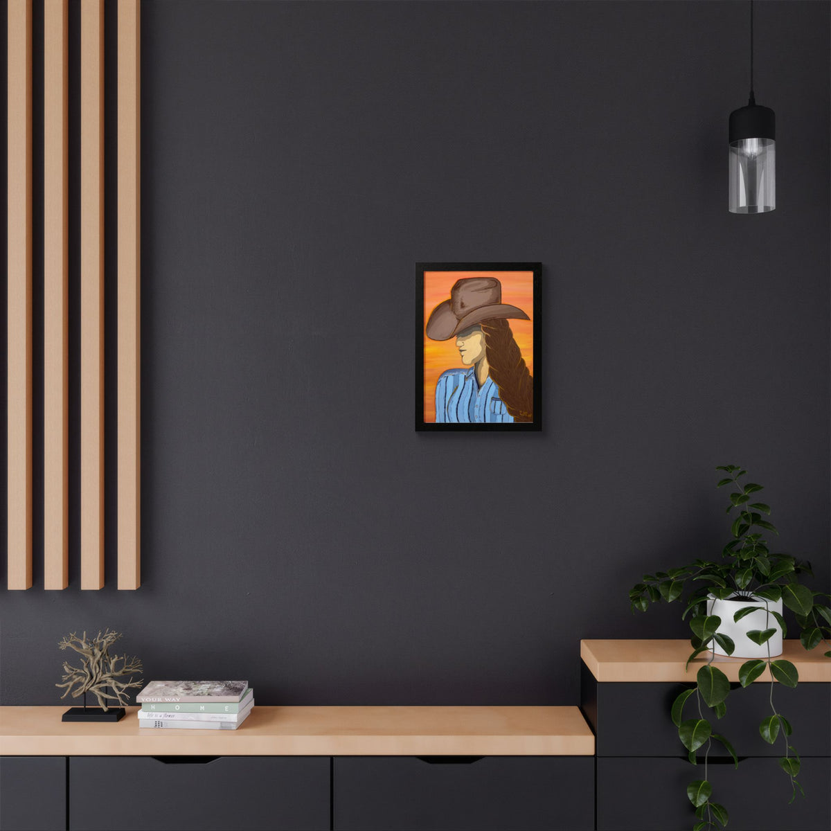 Western Cowgirl Sunset - Framed Art Print