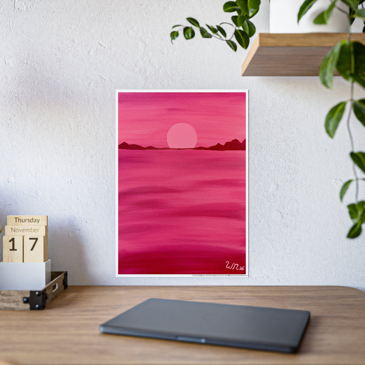 Red Ocean Eclipse- Gloss Art Print