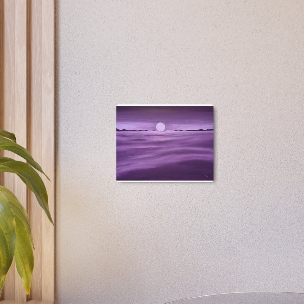 Purple Ocean Eclipse Metal Art Sign