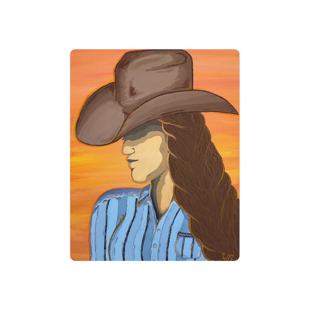 Western Cowgirl Sunset - Metal Art Print